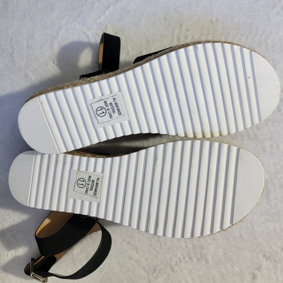 SODA Topic Platform Sandals Espadrilles Never Worn Black Tan Raffia Size 11 - Picture 8 of 8